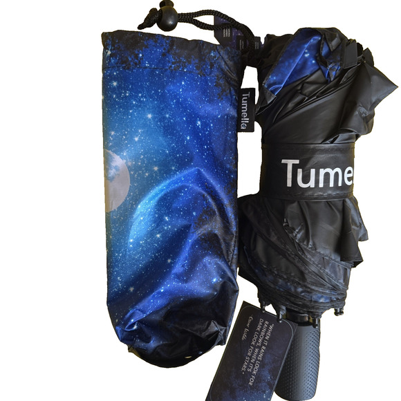 Tumella Compact Folding Rain Umbrella Interstellar Galaxy Stars - Picture 1 of 7
